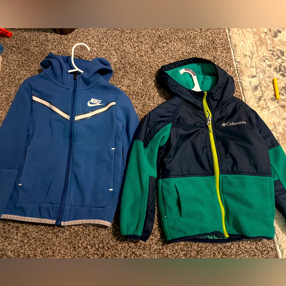 Nike hooded zip up and Columbia lightweight jacket